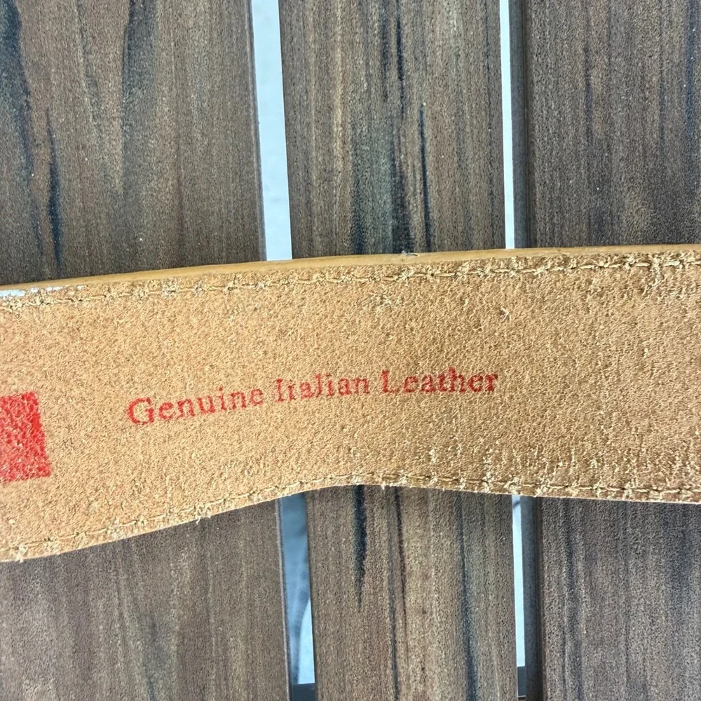 Pepe Jeans London Tan Italian Leather Belt Large PEPE Buckle P3001 Mens 36